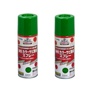 アサヒペン カラーサビ鉄用スプレー 300ML グリーン【サビの上からそのまま塗れる】 2缶セット