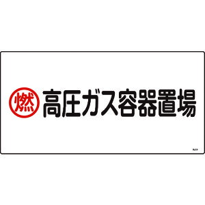【あす楽対応・送料無料】緑十字 高圧ガス標識 燃・高圧ガス容器置場 高208 300×600mm エンビ