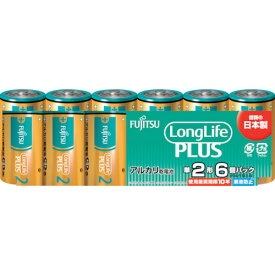 【あす楽対応・送料無料】富士通　アルカリ乾電池単2　Long　Life　Plus　6個パック