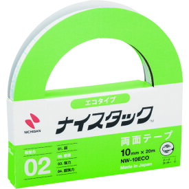 【あす楽対応・送料無料】ニチバン　両面テープ　ナイスタックNW−10ECO　10mmX20m（大巻）　エコのり仕様　エコマーク認定商品