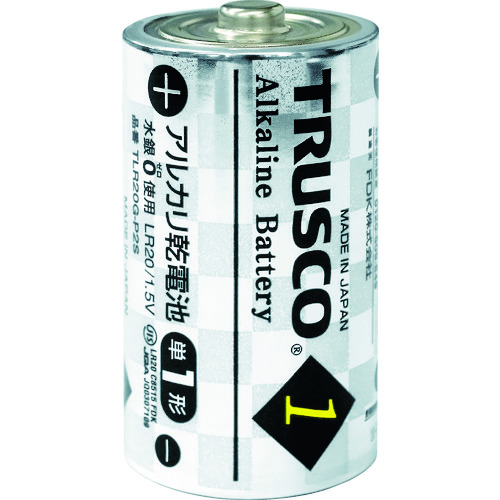 【あす楽対応・送料無料】TRUSCO　アルカリ乾電池　単1　（2本入）