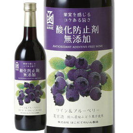 【全品ポイント5倍! 2/10 1:59迄】酸化防止剤無添加ブルーベリーはこだてわいん（北海道函館ワイン）ミディアム　甘口　赤ワイン　フルーツワイン