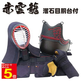 【期間限定★エントリーで全品ポイント5倍】剣道 防具 防具セット 送料無料 「赤雲龍」 5ミリナナメ刺 溜石目塗 剣道防具 4点(面 胴 小手 垂) 色胴 カラー胴 変塗胴 刺繍ネーム無料 サイズ交換1度送料無料 乳革、面紐、胴紐付き 武道園