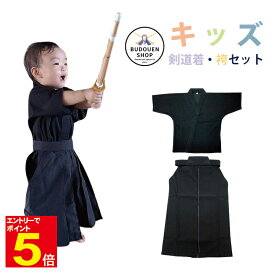 【期間限定★エントリーで全品Point5倍】剣道 剣道着 剣道衣 袴 上下セット ジャージ剣道着 ジャージ袴 【キッズ剣道衣・袴セット】 80〜110cm 　幼児 キッズ 子供 着せやすい 刺繍ネーム5文字無料 送料無料（北海道・沖縄は除く）武道園