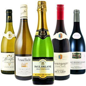 《送料無料》ブルゴーニュ入門5本セット 飲み比べ ワインセット フランス　スパークリング　赤　白　750ml