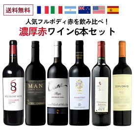 世界の人気フルボディ6本を飲み比べ! 濃厚赤ワイン6本セット カリフォルニア / ボルドー / 南アフリカ / アルゼンチン / イタリア / スペイン