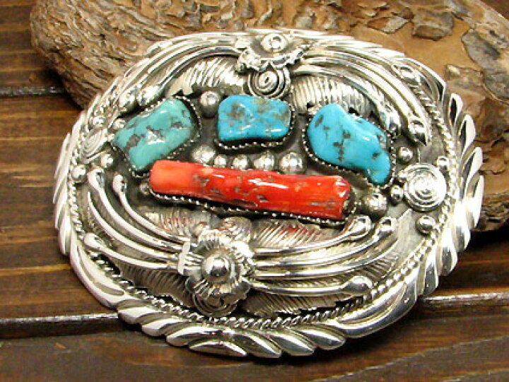 楽天市場】シルバー925ターコイズバックル 山サンゴ 天然石  