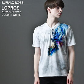 【GWタイムセール(4/24(水)20:00～4/30(火)09:59)】LOPROS(ロプロス) Vネック フラワープリント Tシャツ BUFFALO BOBS バッファローボブズ