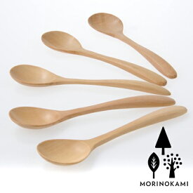 【送料無料】森の紙 木 ナチュラルウッド ロング スプーン 丸 5個セット デザート 茶器 お菓子 ティータイム