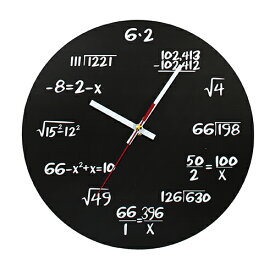 掛時計 ウォールクロック 数学 数式 ブラック 6.2