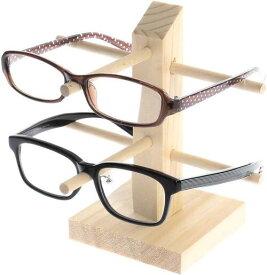 【送料無料】森の紙 メガネスタンド 木製 2本用 天然木 無垢材 ベージュ メガネクロス1枚付 デスクトップ めがね 収納 プチギフト プレゼント 木製品 デスク整理