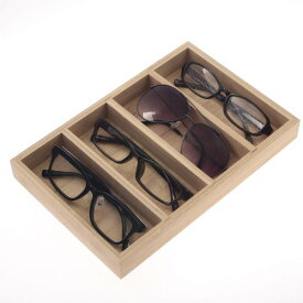 【送料無料】森の紙 メガネ ケース トレー 4本用 天然竹 小物入れ ベージュ メガネクロス1枚付 デスクトップ めがね 収納 プチギフト プレゼント 木製品 デスク整理 morinokami