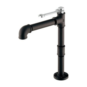 カクダイ【721-268-D】インダストリアル立水栓(トール)//マットブラック 黒色 90度開閉ハンドル 水栓金具