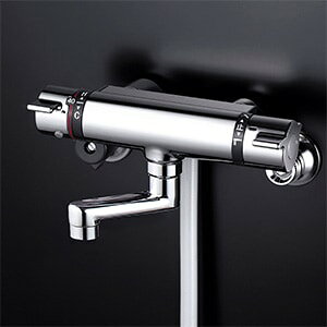 【KF800TNS2】 KVK サーモスタット式シャワー メッキワンストップシャワーヘッド付(80mmパイプ付) 浴室用水栓 壁付サーモスタット 【純正品】