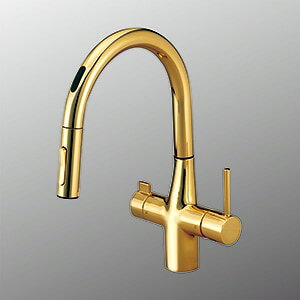 【KM6091DECG】 KVK ビルトイン浄水器用シングルシャワー付混合栓(センサー付)(eレバー) 電池 金めっき キッチン用水栓 センサー水栓 【純正品】
