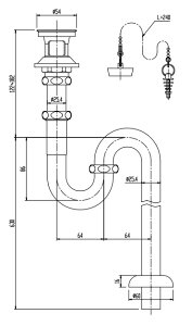 LF-10SAL INAX LIXIL 洗面器・手洗器用セット金具 排水金具 (呼び径25mm) ゴム栓式床排水Sトラップ イナックス リクシル アフレ付き【純正品】