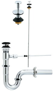 LF-6PALU INAX LIXIL 洗面器・手洗器用セット金具 ポップアップ式排水金具 (呼び径32mm) 壁排水Pトラップ 栓は着脱式 (ヘアキャッチャー付) イナックス リクシル【純正品】