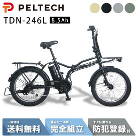 【先着☆3001円CP※18日〜3日間】 電動自転車 電動アシスト自転車 折り畳み PELTECH ペルテック 20型 外装6段 ハイパワーモデル TDN-246L 8.5Ah