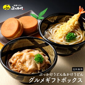 ぶっかけうどん&かけうどん グルメギフトボックス＜5人前＞　送料無料 ギフト うどん 冷凍 冷凍うどん 冷凍食品 岡山県産 美星豚 えび天 海老天 ふーまん 大判焼き 餡子 あんこ