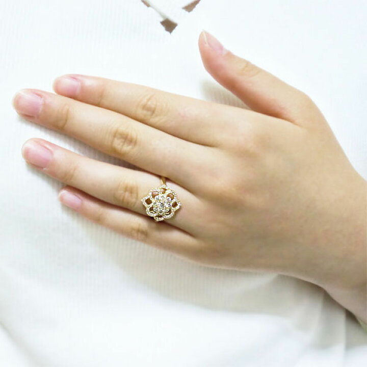 楽天市場】k18 ダイヤモンド 0.70ct リング 指輪 フラワー 花 取り巻き 