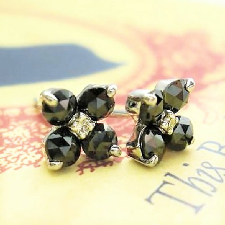 楽天市場】K10 ピアス ブラックダイヤモンド 0.50ct ローズカット k10 