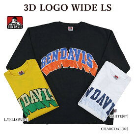 BEN DAVIS ベンデイビス 23380030 3D LOGO WIDE LS 長袖Tシャツ サテン 刺しゅうロゴ メンズ レディース