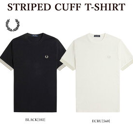 【ポイントアップ】FRED PERRY フレッドペリー M7707 STRIPED CUFF T-SHIRT 半袖Tシャツ ストライプカフ 鹿の子 メンズ レディース