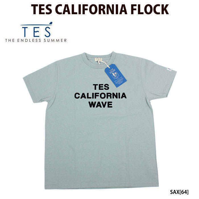 新入荷 流行 The Endless Summer エンドレスサマー 半袖Tシャツ フロッキープリント クルーネック サーフ メンズ TES テス 日本製 カリフォルニア Tシャツ フロッキー ロゴ CALIFORNIA FLOCK ポイントアップ