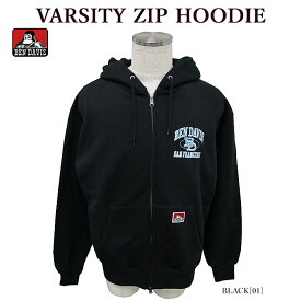 【BEN DAVIS】 ベンデイビス 2780052 VARSITY ZIP HOODIE ジップパーカー オーバーサイズ カレッジロゴ 刺しゅう 裏起毛 メンズ レディース