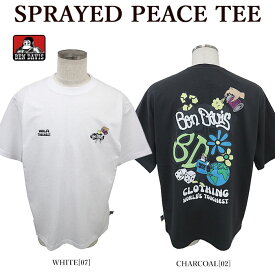 【BEN DAVIS】 ベンデイビス 24580042 SPRAYED PEACE TEE 半袖Tシャツ スマイル フラワー メンズ レディース