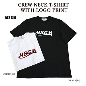 【MSGM】 エムエスジーエム MM169 CREW NECK T-SHIRT WITH LOGO PRINT 半袖Tシャツ メンズ レディース【並行輸入品】