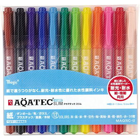 【2個までメール便OK】寺西化学工業 ？アクアテックスリム（細・極細書き両用） 12色セット【MAQ70C-12】