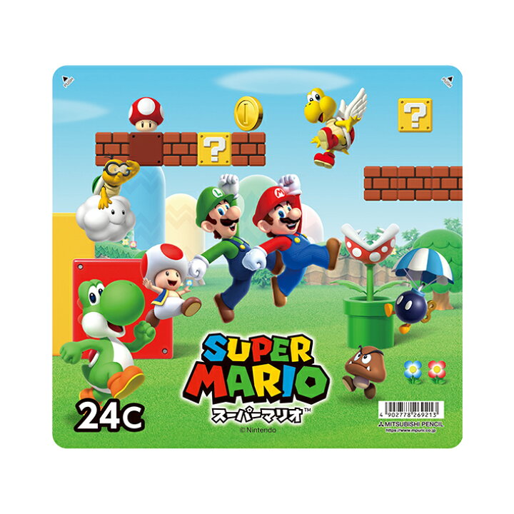 楽天市場 スーパーマリオ 色鉛筆 24色 0級 新入学文具 M便 1 1 ランドセルと文房具 シブヤ文房具