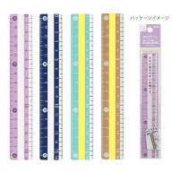クツワ　モジサシ定規　16cm　KB033　パープル/ネイビー/ミント/ブラウン　[M便 1/10]
