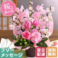【最短 翌日届け 14時まで】 花 誕生日プレゼント 春 桜 おまかせアレンジ プリュム 送料無料 アレンジ …
