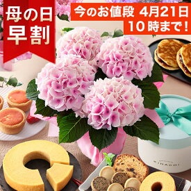 【早割＆エントリーでポイント4倍】母の日 プレゼント 花 ギフト 花とスイーツ セット 鉢植え アジサイ バラ お菓子 パティスリー キハチ 虎屋本舗 文明堂 なだ万 くまモナカ堂 送料無料 メッセージカード付き ははの日 イベントギフトL 2024 BunBun!Bee