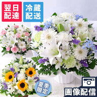 【最短 翌日届け 14時まで】 クール便対応 お供え 花 お盆 仏花 供花 お悔やみ 旬のおまかせアレンジメン…