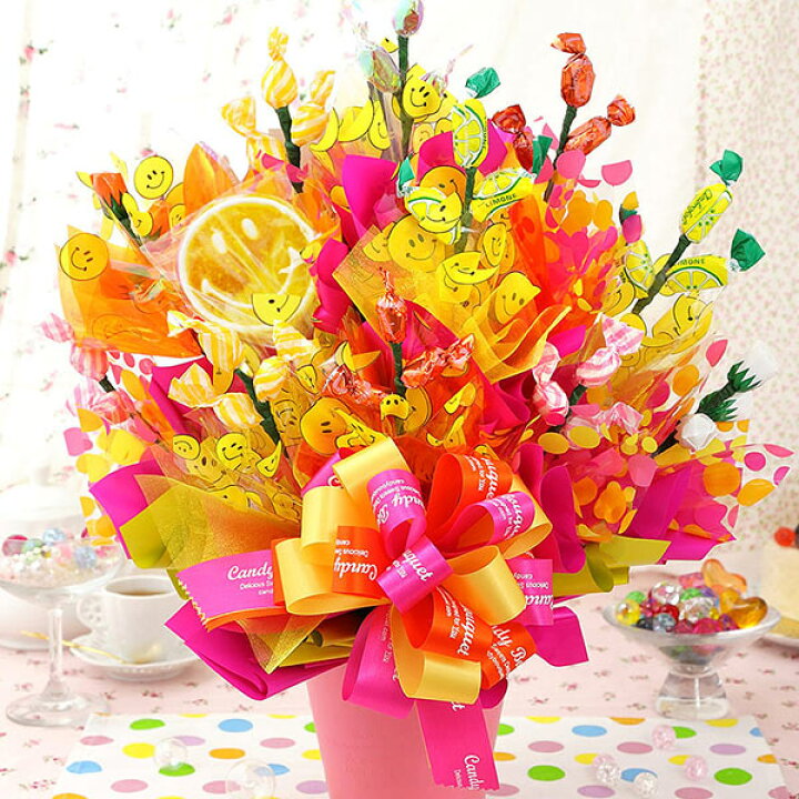 楽天市場 キャンディブーケ スイーツ アレンジ Full フル スマイル 送料無料 誕生日プレゼント 女性 誕生日 プレゼント ギフト お祝い 七五三 歓迎会 送別会 出産祝い 開店祝い 花 スイーツ フラワー キャンディー ブーケ 花束 造花 ｂｕｎｂｕｎ ｂｅｅ