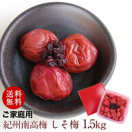 しその香りが食欲をそそる 昔ながらのすっぱい梅干し お徳用紀州南高梅干し しそ漬梅 1.5kg 【送料無料】