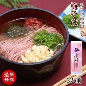 紀州南高梅肉入 紀州 梅そば 300g（3人前）【全国送料無料】★2箱ご購入でめんつゆ6食分プレゼント！（1箱におまとめでお届け）ネコポスお届け（代引、お届け指定不可）年越し蕎麦 蕎麦 年越しそば そば 年明けうどん うどん