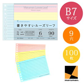 【B7変型サイズ】マルマン ルーズリーフ ミニ メモリ入6mm罫 12行 90枚 9穴（L1431-99）L143199/maruman