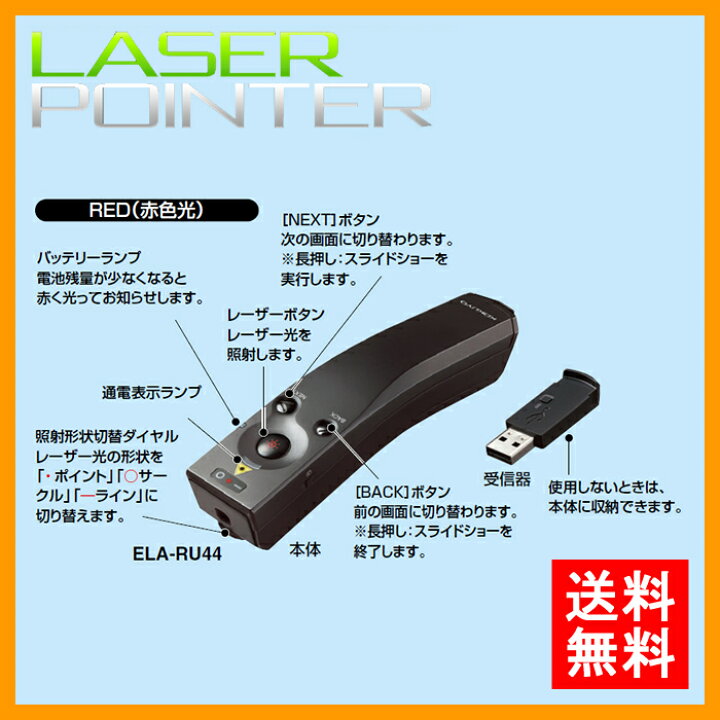 楽天市場 送料無料 コクヨ レーザーポインター Red Ela Ru44 Udシリーズ 赤色光使用 お試し用単4電池 保管用ソフトケース ストラップ付き 独自のフォルムが生み出す使いやすさ ユニバーサルデザイン レーザーポインター Kokuyo ぶんぐる
