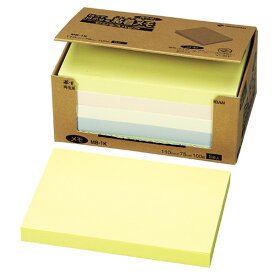 ニチバン／ポイントメモ　粘着メモ　再生紙シリーズ　ビジネスパック（MB-1K）　混色（イエロー1・ピンク1・ブルー1・グリーン1・ホワイト1）　100枚×5冊入　ビジネスパックは個装フィルムなしでゴミを削減！ NICHIBAN