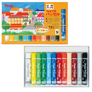 【12色セット】ぺんてる/パッセル クリアラベル巻きパス12色(GHPAR-12)ゴム掛け付き!発色鮮やかな太軸タイプのパスです【図工・工作・美術】【学童用品】【楽ギフ_包装】 Pentel