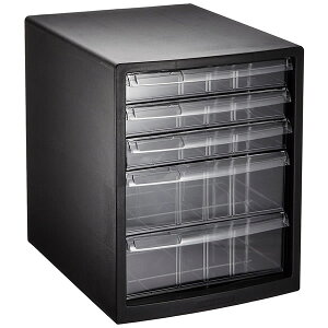 【A4】ナカバヤシ/レターケース 仕切 浅3深2段 引き出し (A4E-SC5B) 黒 ブラック Nakabayashi