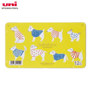 【12色セット】三菱鉛筆/hahatoco 色鉛筆880 12色セット (K88012CHT01) かわいい犬柄 新学期や入学祝いの贈り物にも! MITSUBISHI PENCIL