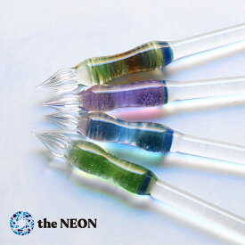 The NEON／シンプル3ガラスペン（14570）ブルーカラーの美しいガラスペン／ダイヤモンド
