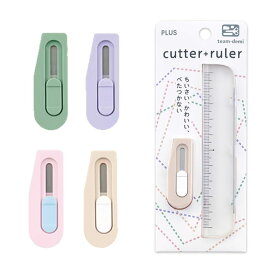 プラス／team-demi（チームデミ） カッター 定規 ミニ文具 カッター＋ルーラー TD-001CR（31-46）ミニサイズ　ミニ文具 ちいさい、かわいい、べたつかない　PLUS