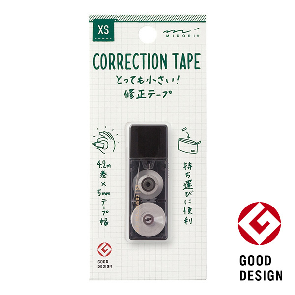 ミドリ／XS 修正テープ 黒 クロ (35262006) midori デザインフィル 世界最小クラスの修正テープ