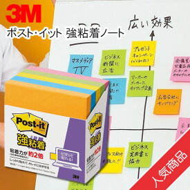 3M／ポストイット　ノート5個パック（654-5SSAN）5色混色　90枚　正方形タイプ　つきにくいところにも、しっかり貼れる強粘着／住友スリーエム